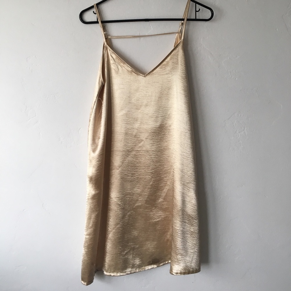 Silky gold slip dress